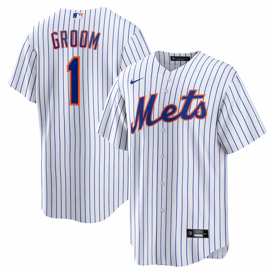 Men's New York Mets Nike White #1 Groom Home Replica Jersey