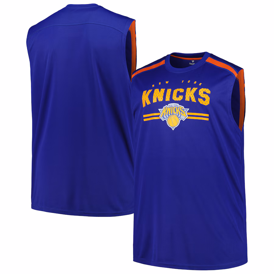 Men's New York Knicks Fanatics Blue Big & Tall Birdseye Muscle Tank Top