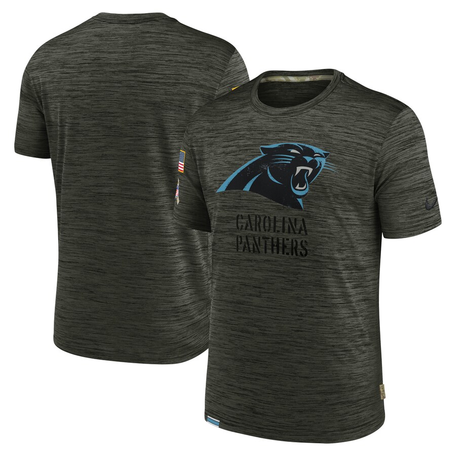 Men's Carolina Panthers Nike Olive Salute to Service Velocity Team T-Shirt
