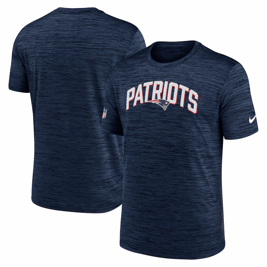 Men's New England Patriots Nike Navy Sideline Velocity Athletic Stack Performance T-Shirt