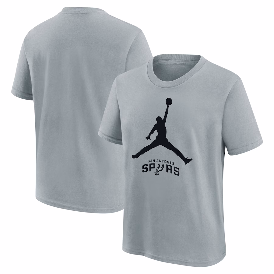 Youth San Antonio Spurs Jordan Brand Silver Essential Jumpman Logo T-Shirt