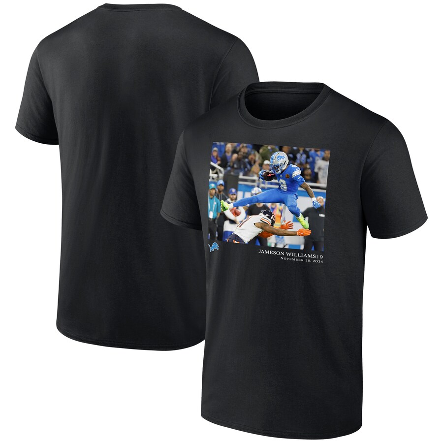 Men's Detroit Lions Jameson Williams Black NFL Flash Features Week 13 T-Shirt