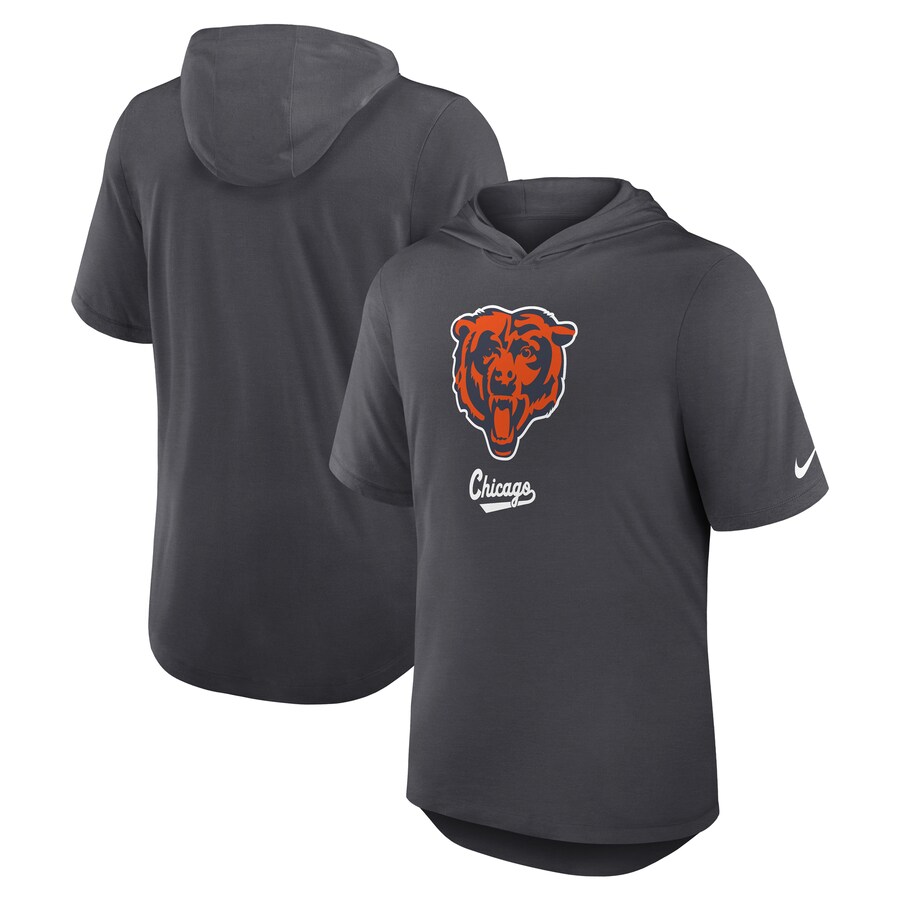 Men's Chicago Bears Nike Anthracite Tri-Blend Performance Hoodie T-Shirt
