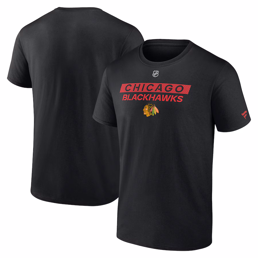 Men's Chicago Blackhawks Fanatics Black Authentic Pro Core Primary T-Shirt