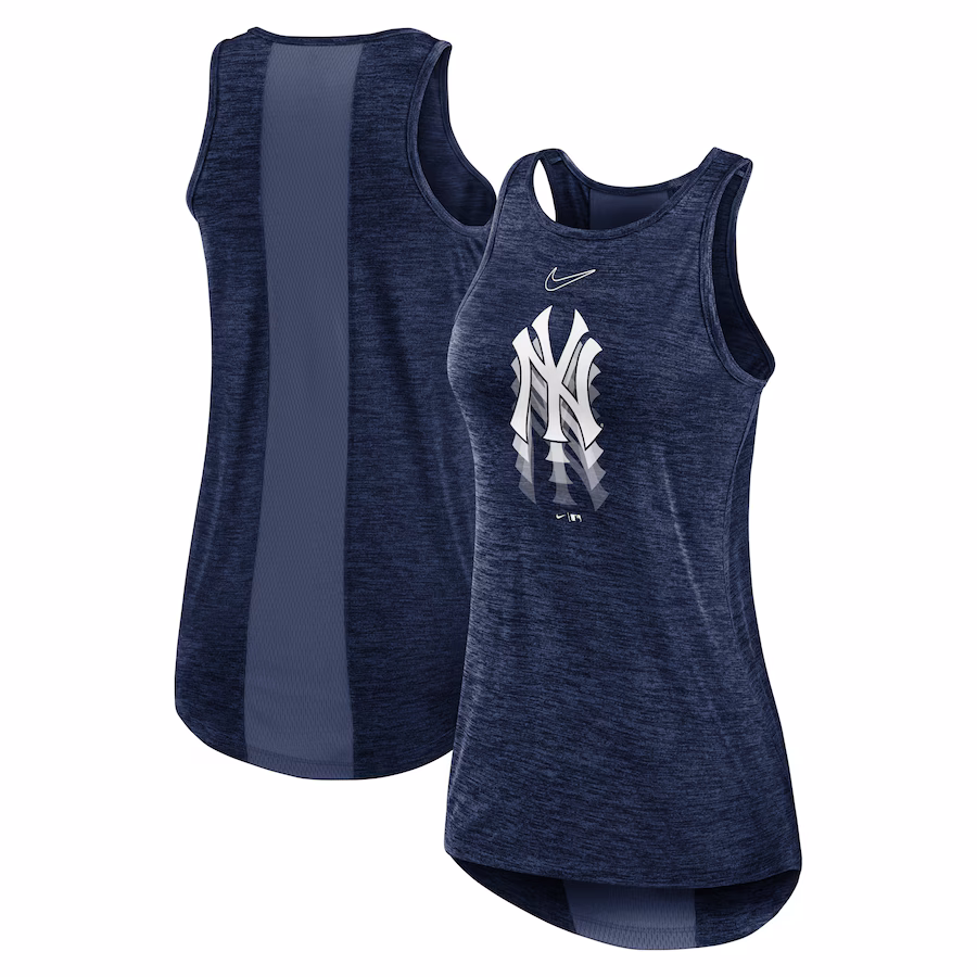 Women's New York Yankees Nike Navy Logo Fade High Neck Performance Tank Top