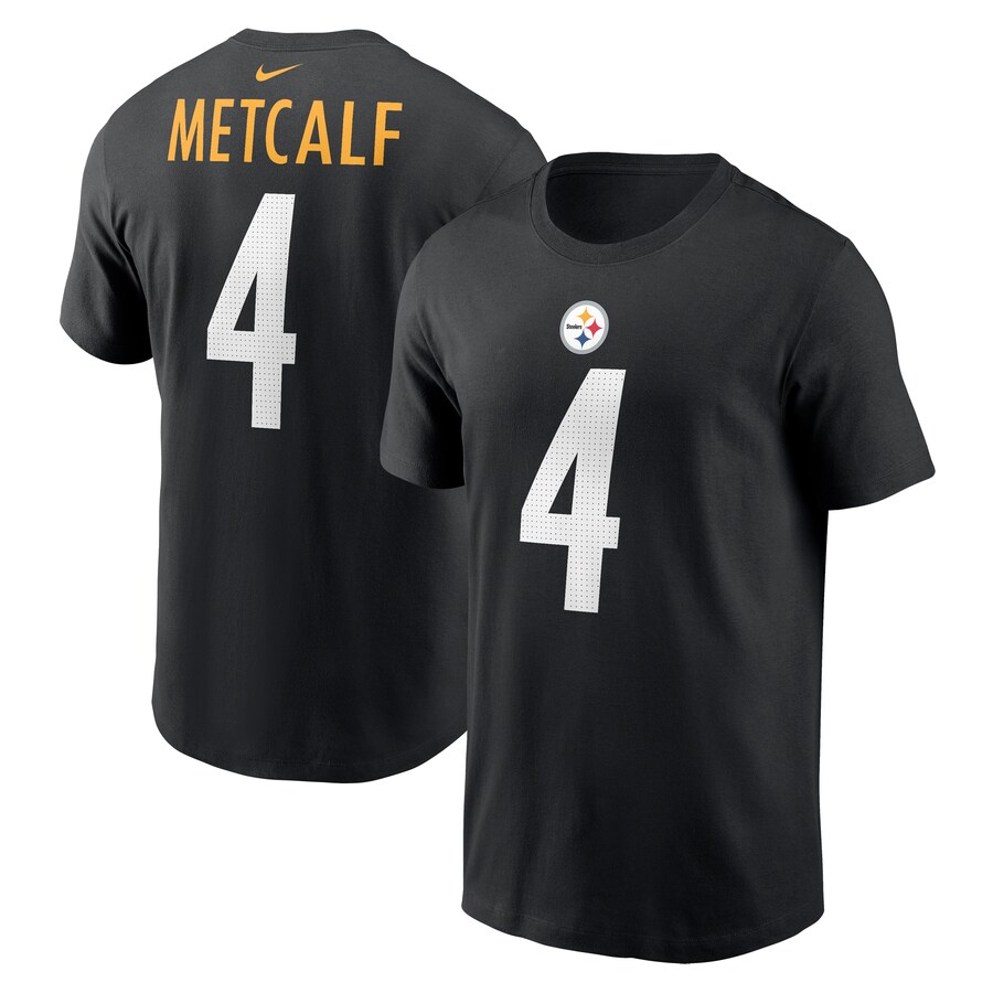 Men's Pittsburgh Steelers DK Metcalf Nike Black Name & Number T-Shirt