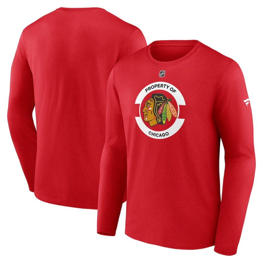 Men's Chicago Blackhawks Fanatics Red Authentic Pro Core Secondary Long Sleeve T-Shirt