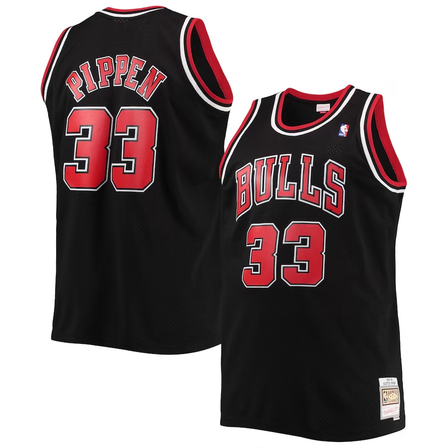 Men's Chicago Bulls Scottie Pippen Mitchell & Ness Black Big & Tall Hardwood Classics Swingman Jersey
