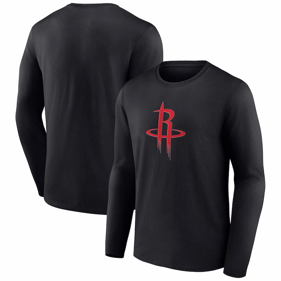 Men's Houston Rockets Black Primary Logo Long Sleeve T-Shirt