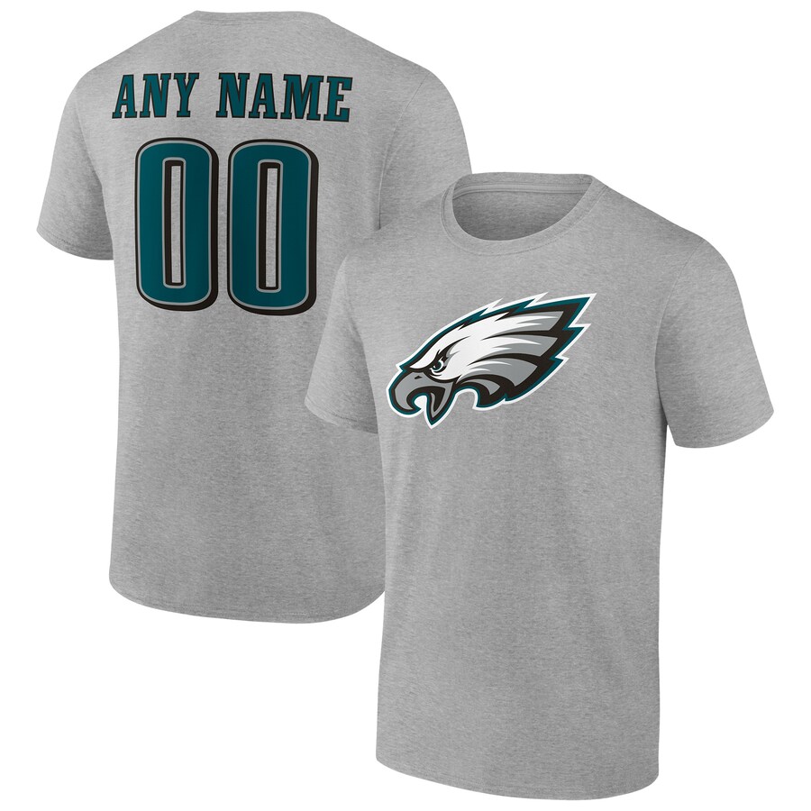 Men's Philadelphia Eagles Heathered Gray Team Authentic Custom T-Shirt