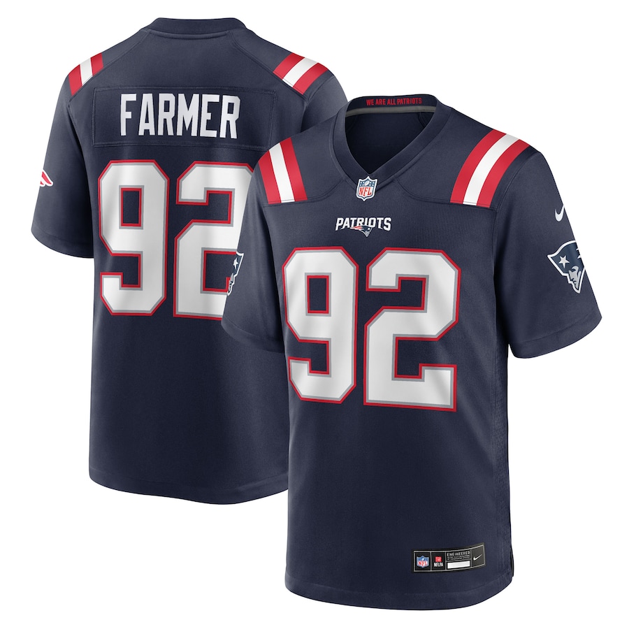 Men's New England Patriots Joshua Farmer Nike Navy Team Game Jersey