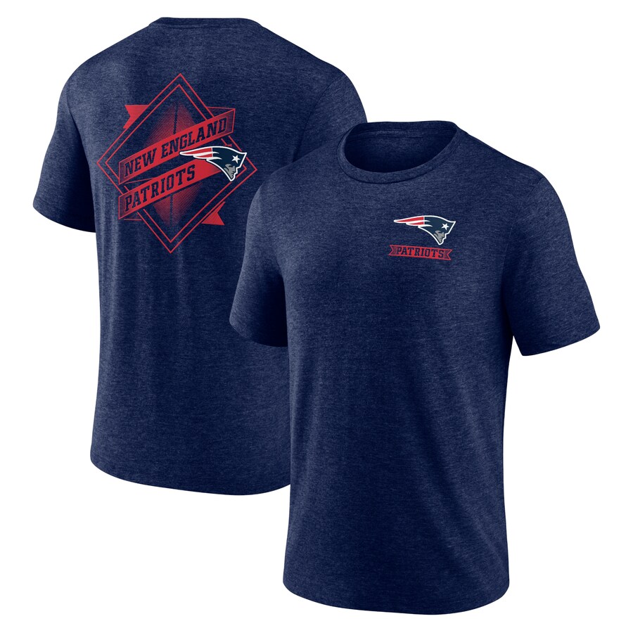 Men's New England Patriots Navy Diamond Scroll Tri-Blend T-Shirt