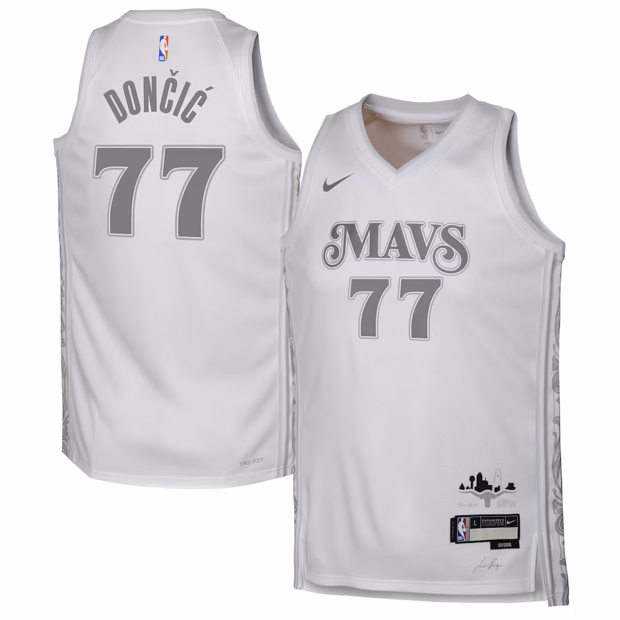 Youth Dallas Mavericks Luka Dončić Nike White 2024/25 Swingman Player Jersey - City Edition