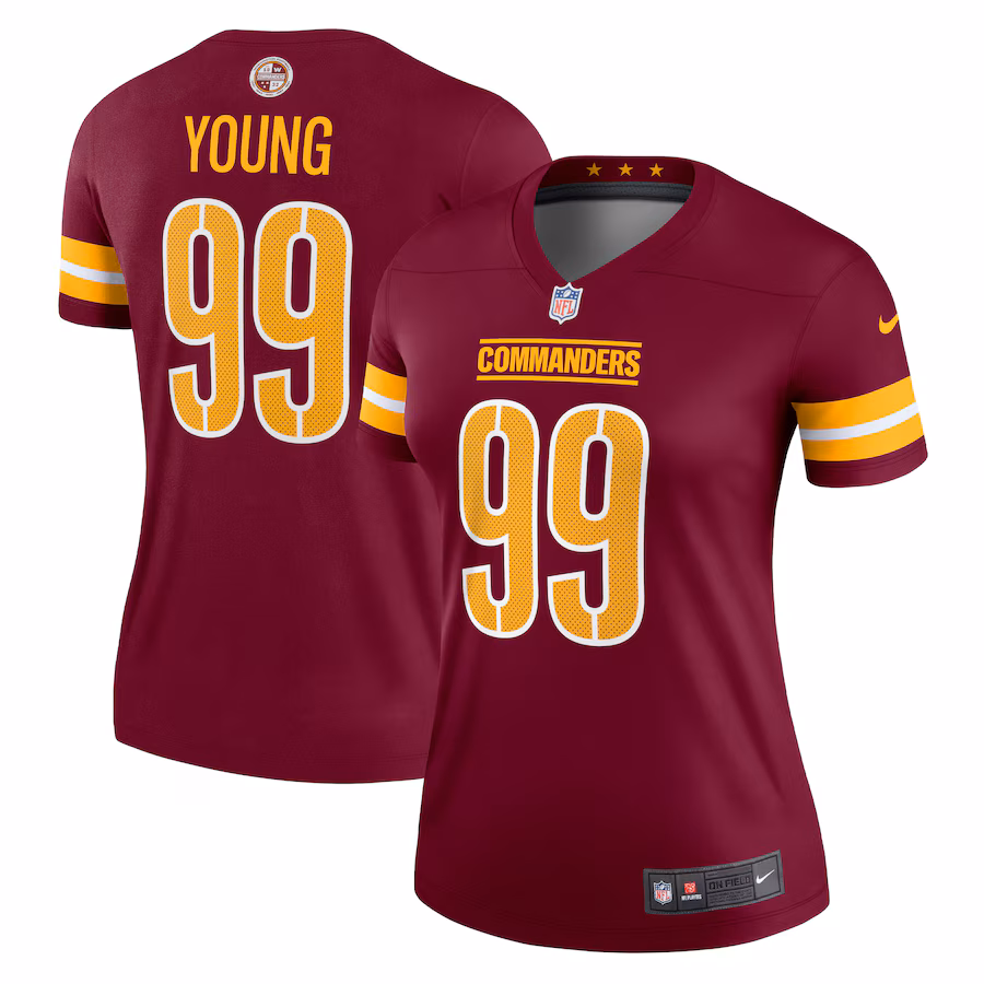 Women's Washington Commanders Chase Young Nike Burgundy Legend Player Performance Top