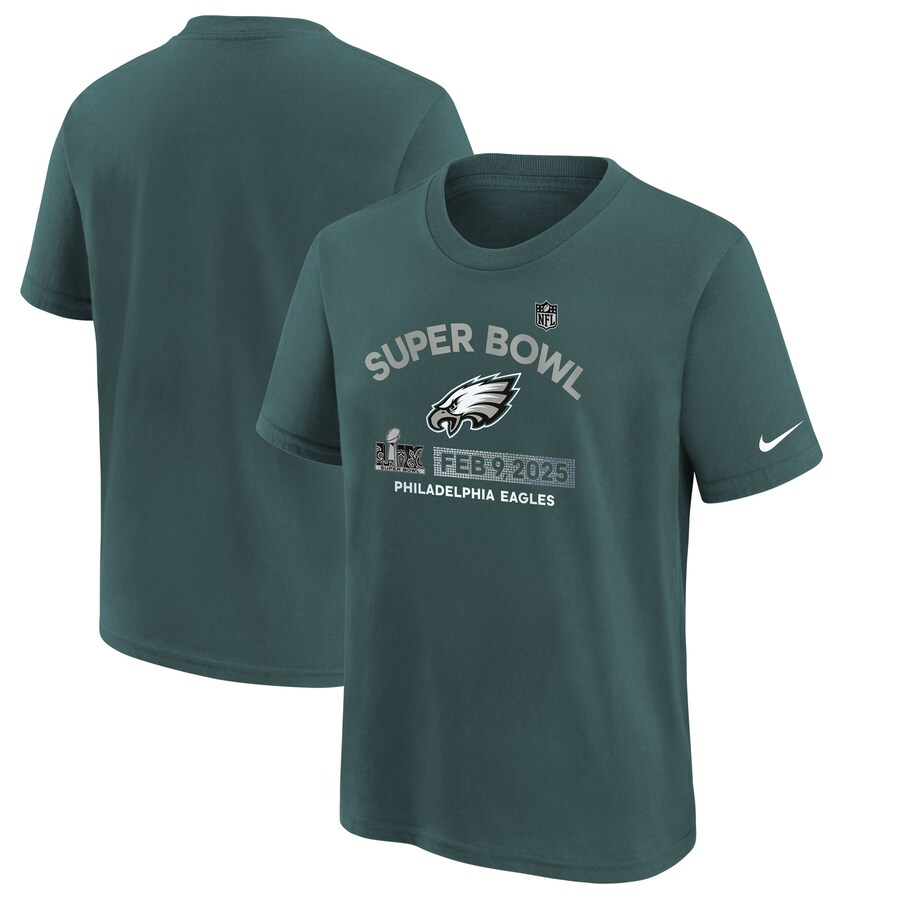 Youth Philadelphia Eagles Nike Midnight Green Super Bowl LIX Authentic T-Shirt
