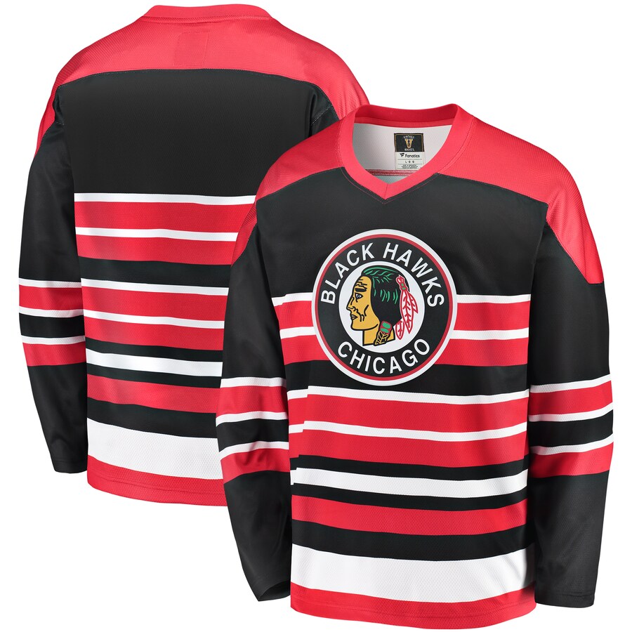 Men's Chicago Blackhawks Fanatics Branded Red/Black Premier Breakaway Heritage Blank Jersey