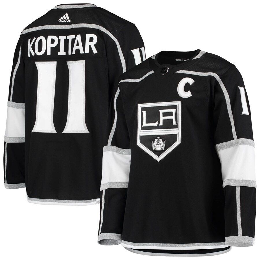 Men's Los Angeles Kings Anze Kopitar adidas Black Home Primegreen Authentic Pro Player Jersey