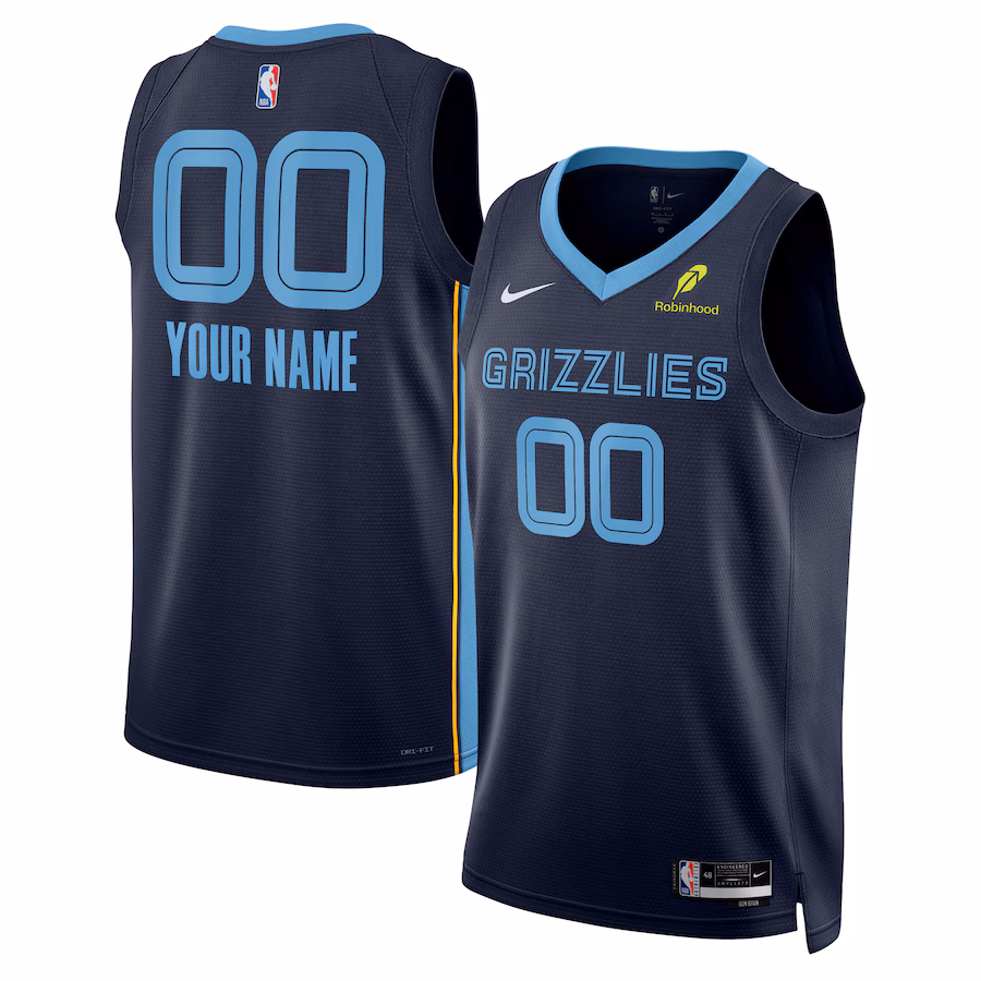 Unisex Memphis Grizzlies Nike Navy Custom Swingman Badge Jersey - Icon Edition