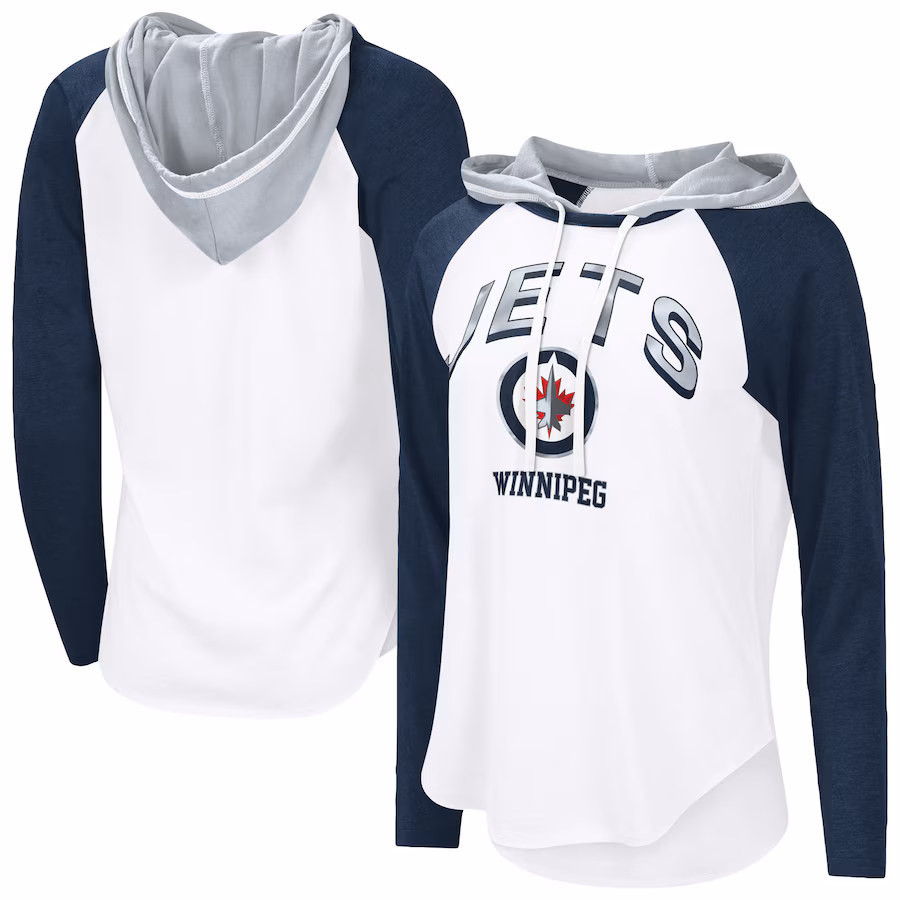 Women's Winnipeg Jets G-III 4Her by Carl Banks White VIP Raglan Long Sleeve Hoodie T-Shirt