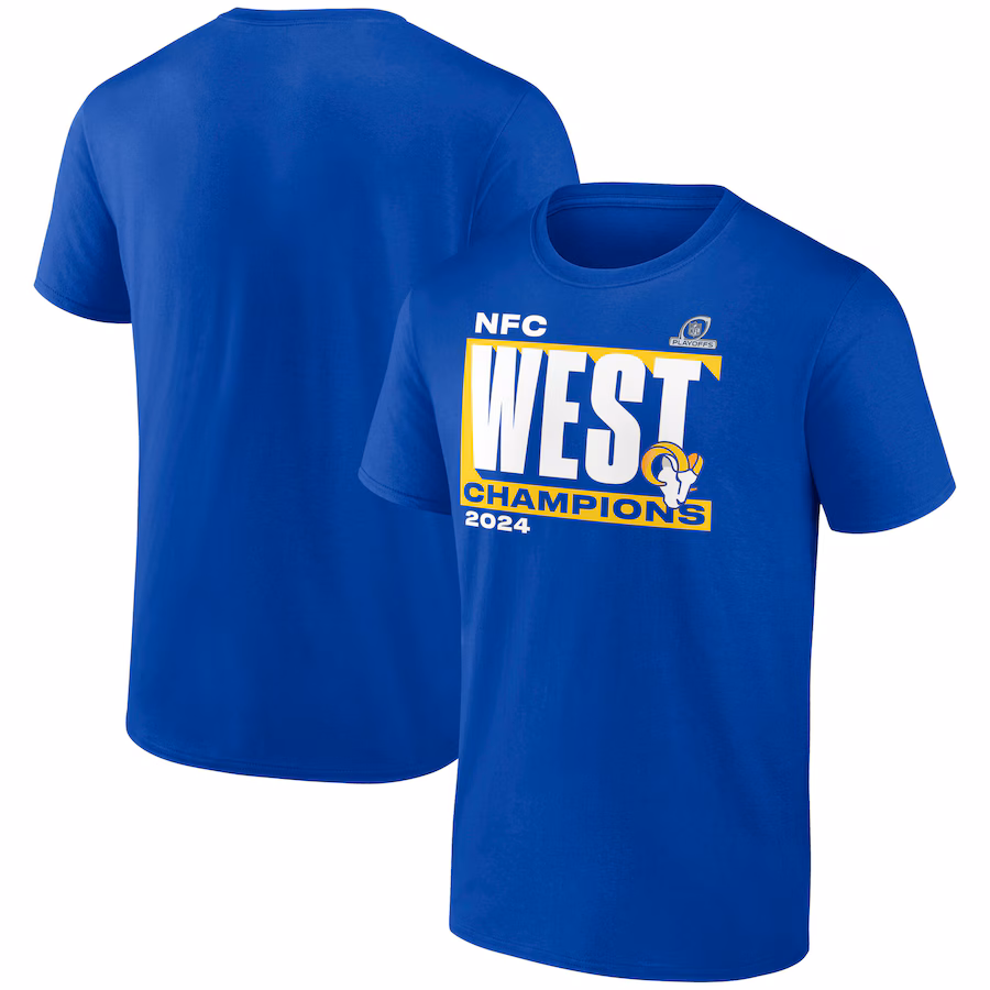 Men's Los Angeles Rams Fanatics Royal 2024 NFC West Division Champions Conquer T-Shirt