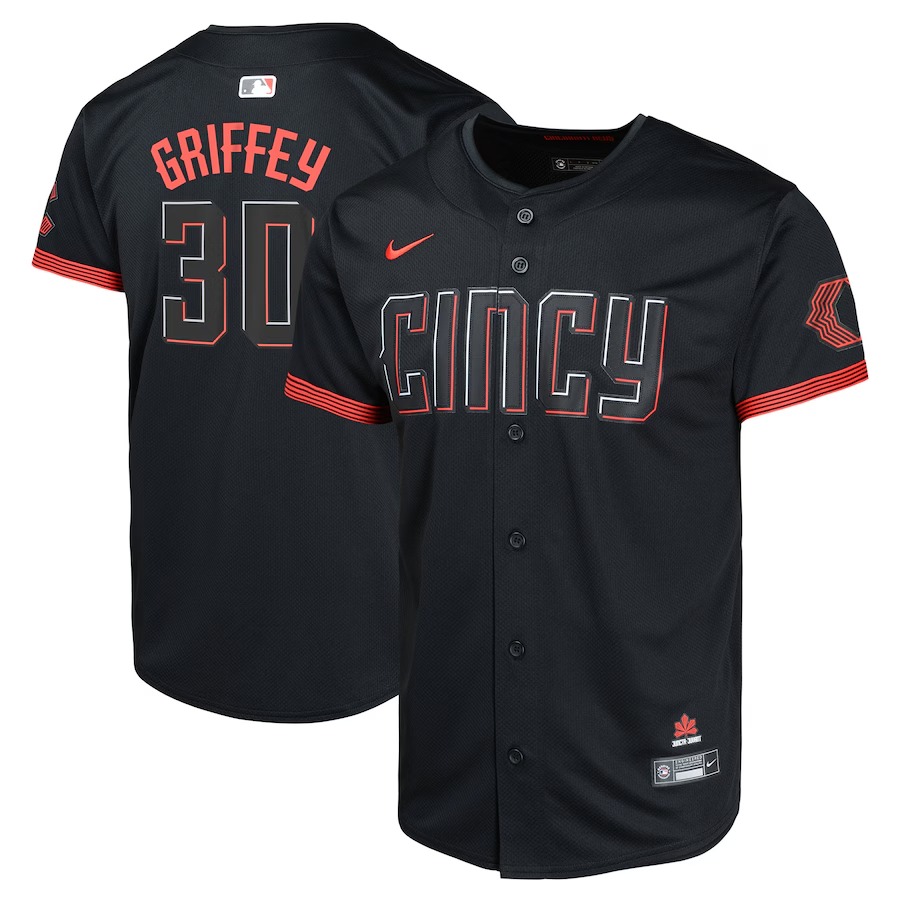 Youth Cincinnati Reds Ken Griffey Jr. Nike Black City Connect Limited Player Jersey