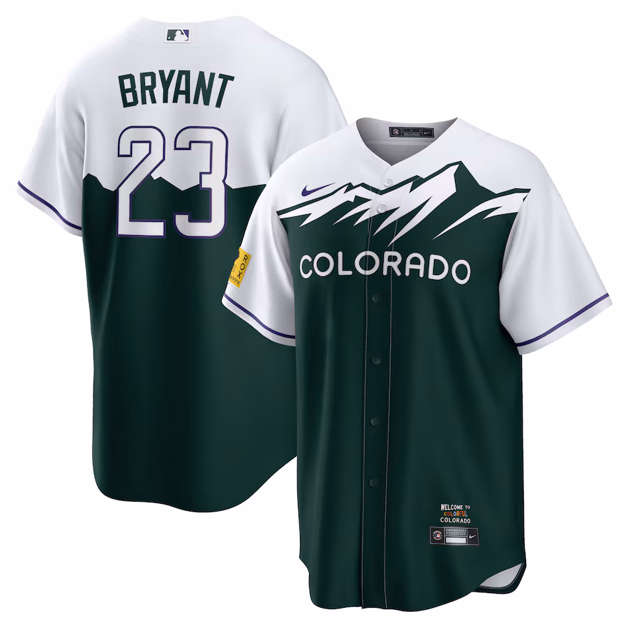 Men's Colorado Rockies Kris Bryant Nike White/Forest Green 2022 City Connect Replica Player Jersey