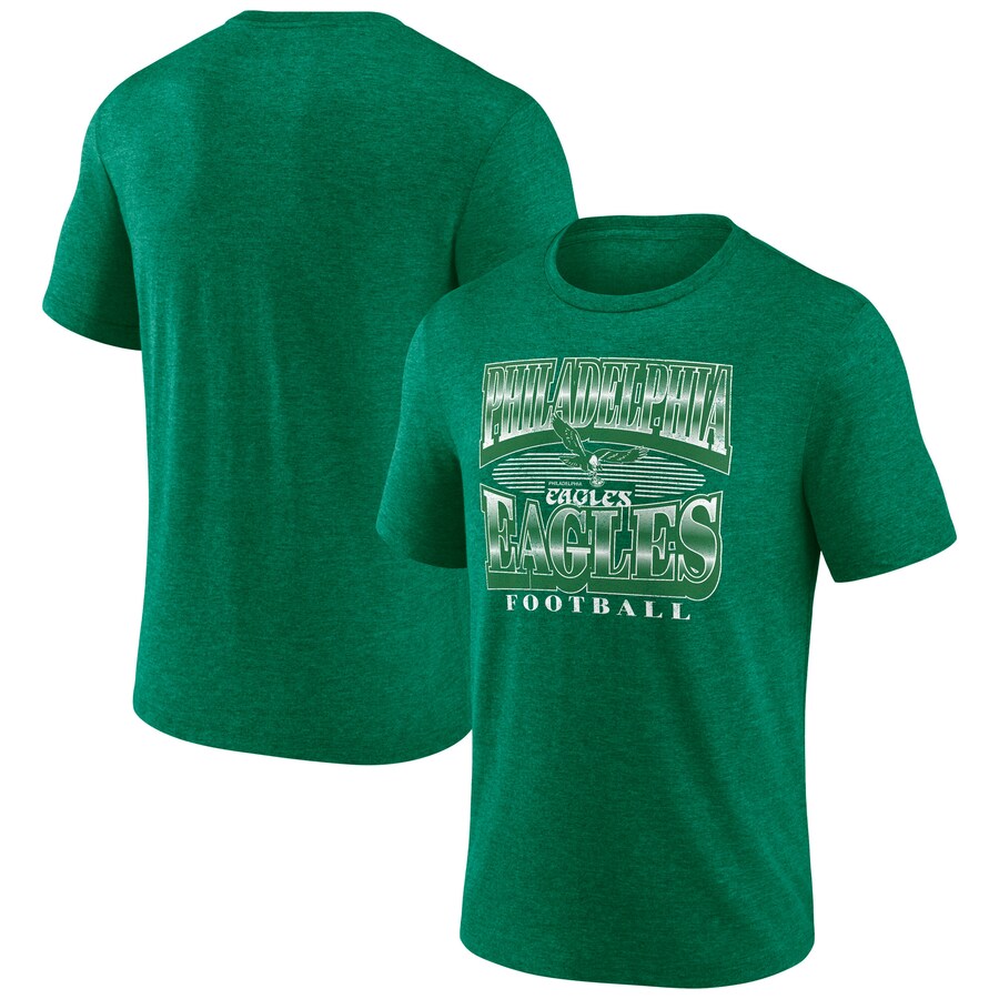 Men's Philadelphia Eagles Fanatics Heather Kelly Green Extreme Tackle Tri-Blend T-Shirt