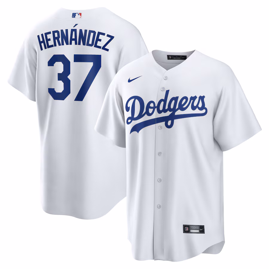 Men's Los Angeles Dodgers Teoscar Hernandez Nike White Home Replica Jersey