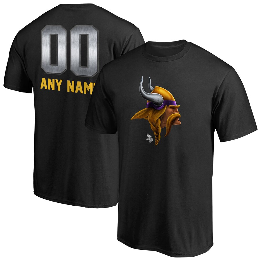 Men's Minnesota Vikings Black Personalized Midnight Mascot T-Shirt