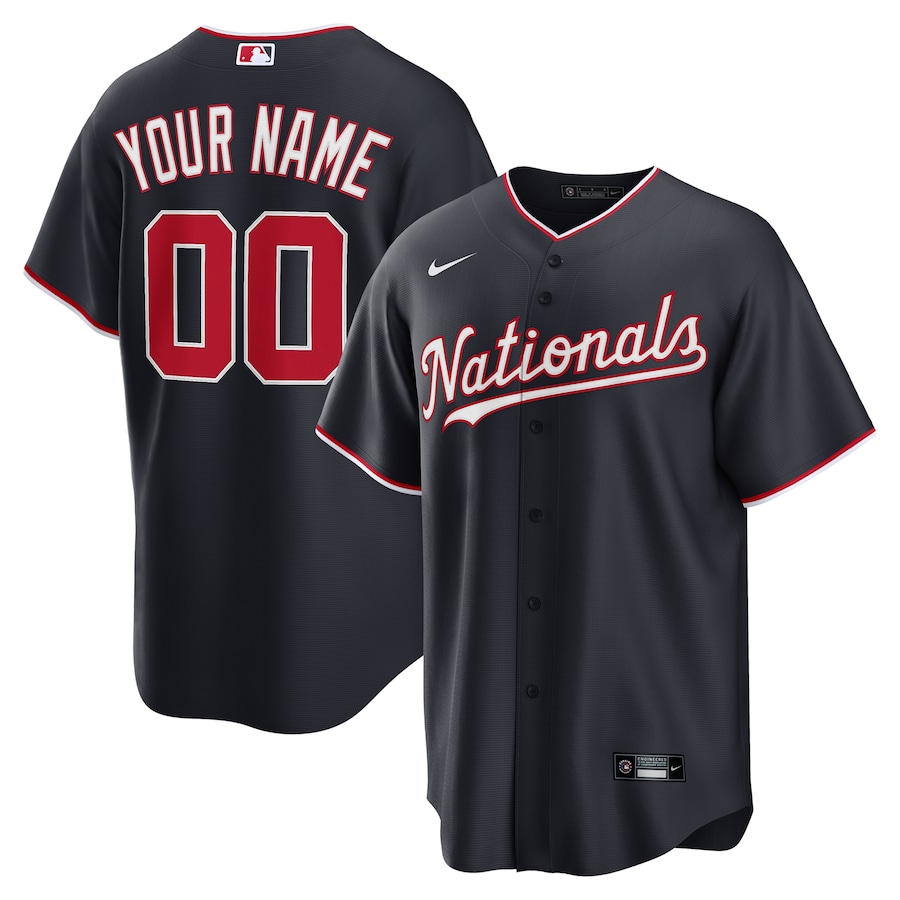 Men's Washington Nationals Nike Navy Alternate Custom Replica 2.0 Jersey