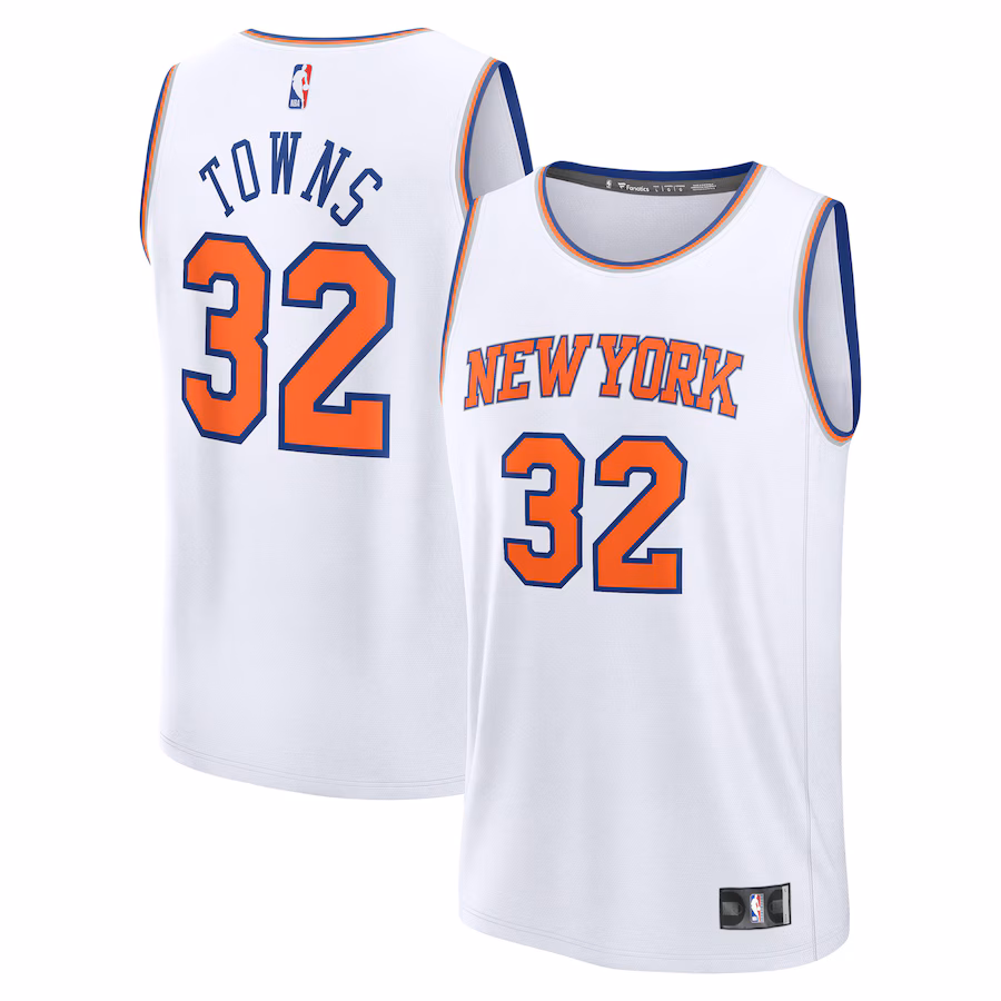 Men's New York Knicks Karl-Anthony Towns Fanatics White Fast Break Replica Player Jersey - Association Edition