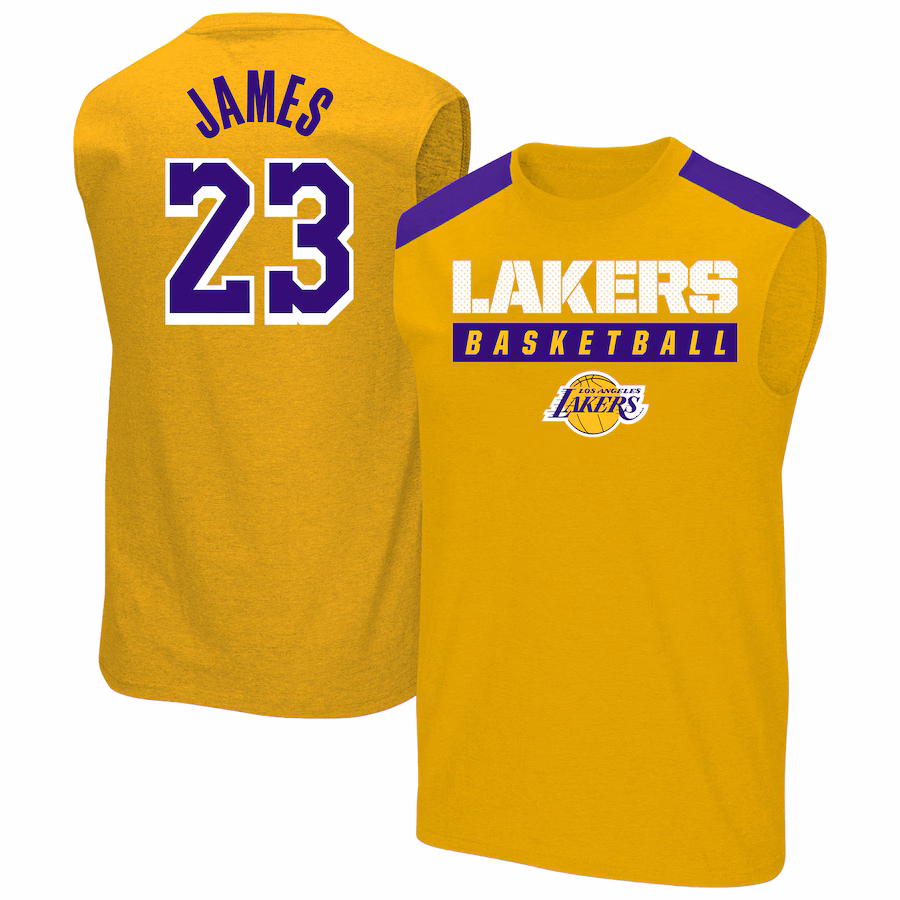 Men's Los Angeles Lakers LeBron James Profile Gold Big & Tall Player Muscle Tank