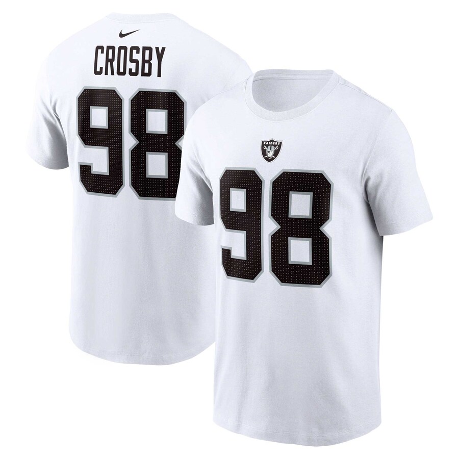 Men's Las Vegas Raiders Maxx Crosby Nike White Player Name & Number T-Shirt