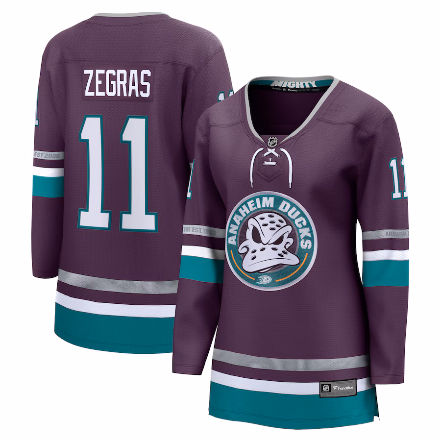 Women's Anaheim Ducks Trevor Zegras Fanatics Purple Alternate Premier Breakaway Player Jersey