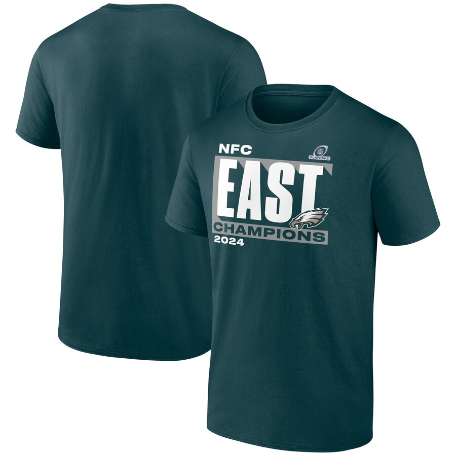 Men's Philadelphia Eagles  Fanatics Midnight Green 2024 NFC East Division Champions Conquer T-Shirt
