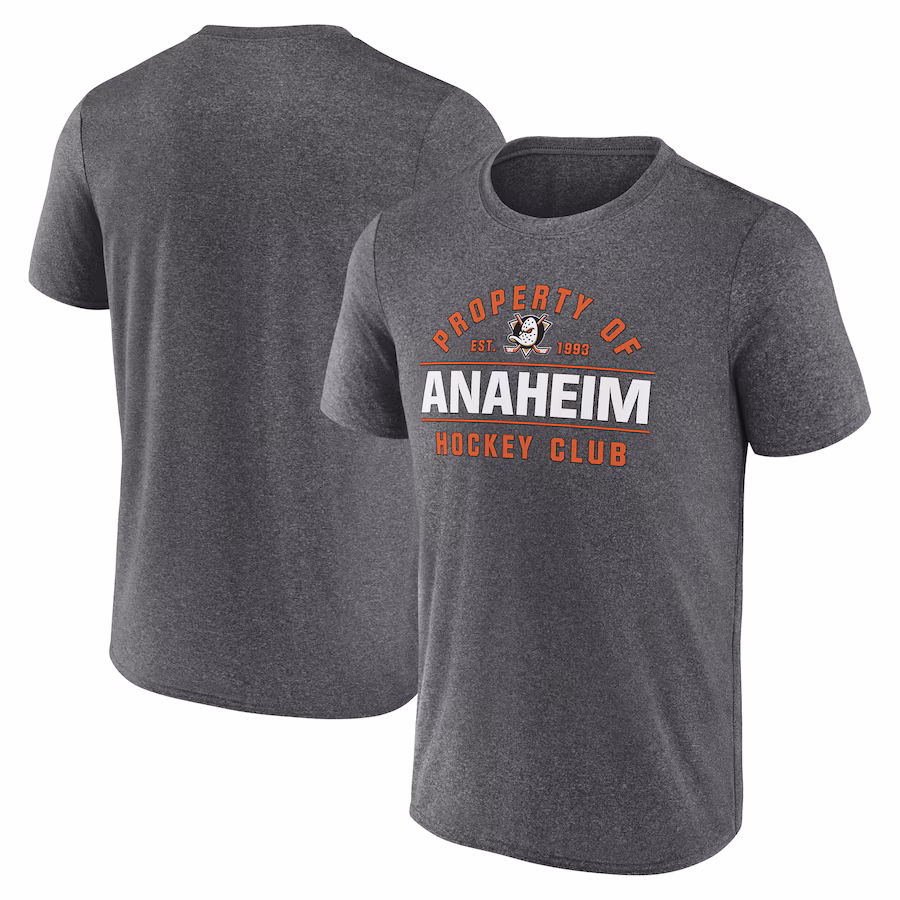 Men's Anaheim Ducks Fanatics Heather Charcoal Property Of T-Shirt