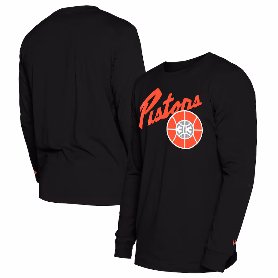 Men's Detroit Pistons  New Era Black 2024/25 City Edition Long Sleeve T-Shirt