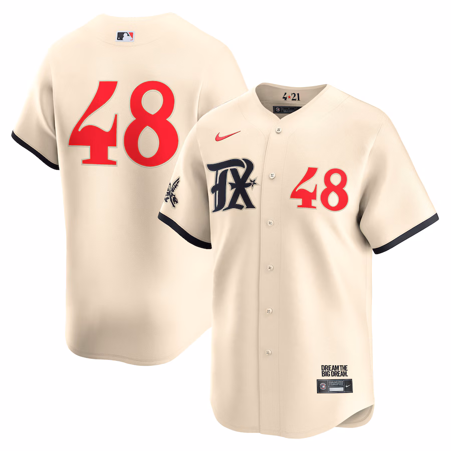 Men's Texas Rangers Jacob deGrom Nike Cream City Connect Limited Player Jersey