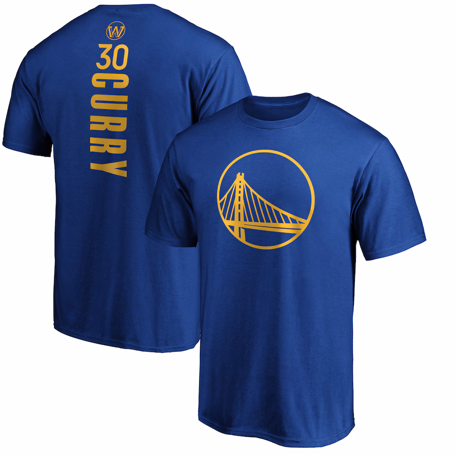 Men's Golden State Warriors Stephen Curry Royal Playmaker Name & Number Team T-Shirt