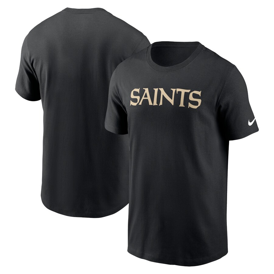 Men's New Orleans Saints Nike Black Primetime Wordmark Essential T-Shirt