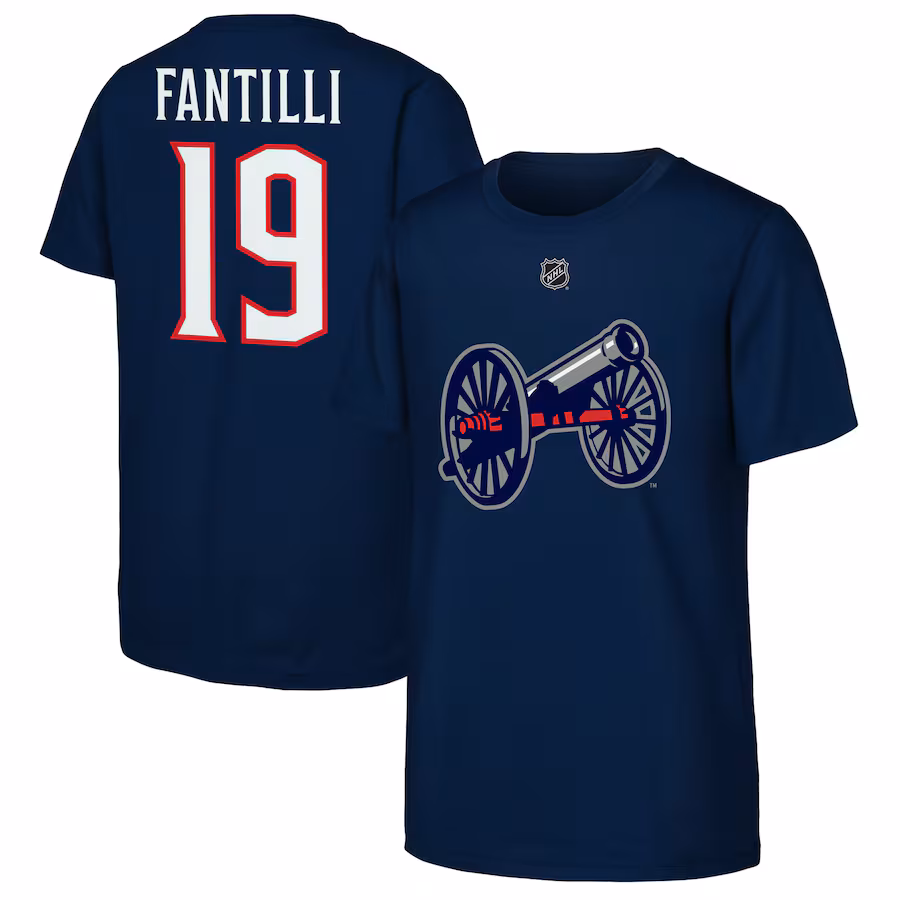 Youth Columbus Blue Jackets Adam Fantilli Navy 2025 NHL Stadium Series Replica Player Name & Number T-Shirt