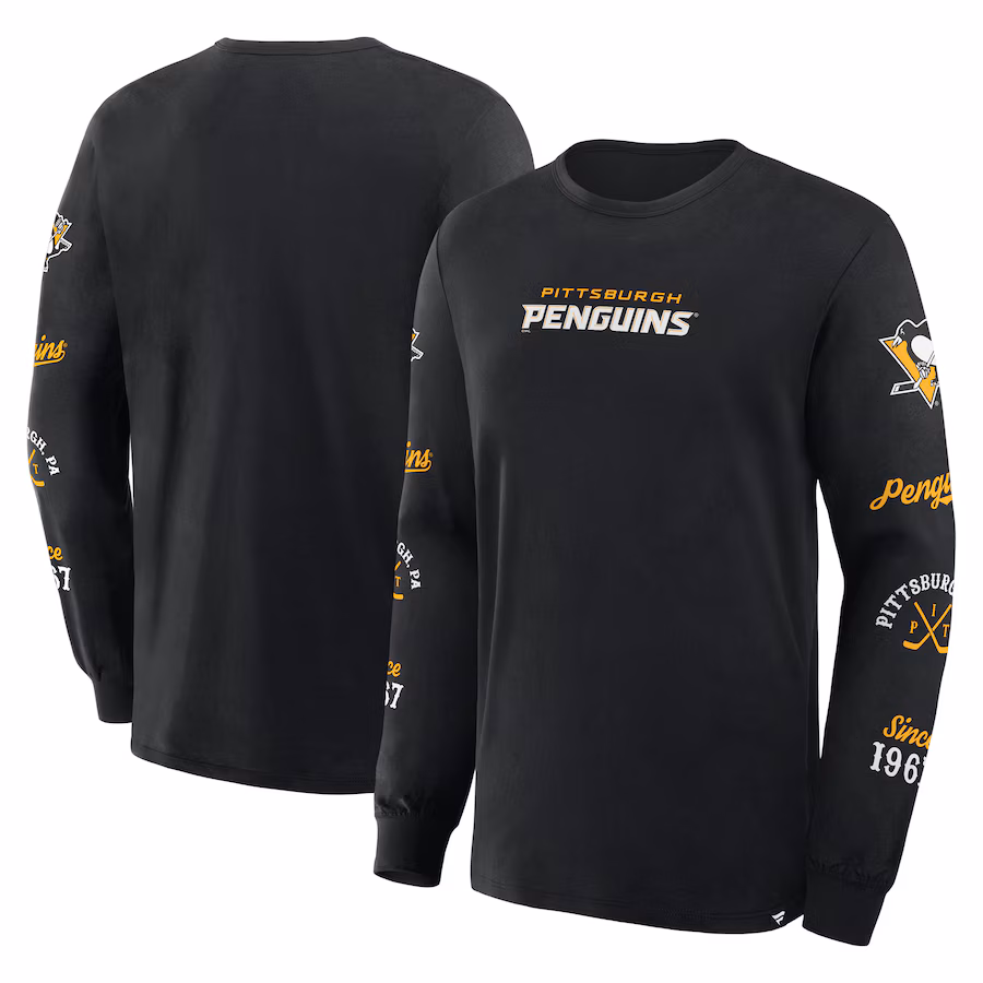 Men's Pittsburgh Penguins Fanatics Black Boxed In Legacy Long Sleeve T-Shirt