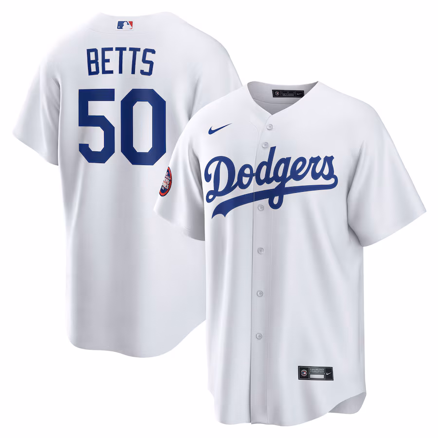 Men's Los Angeles Dodgers Mookie Betts Nike White 2025 MLB World Tour: Tokyo Series Home Replica Player Jersey