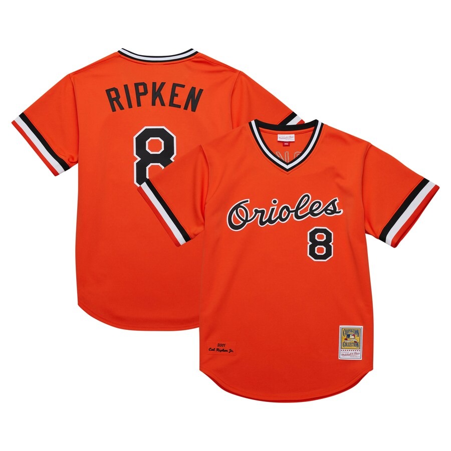 Men's Baltimore Orioles Cal Ripken Jr. Mitchell & Ness Orange 2001 Cooperstown Collection Authentic Throwback Jersey