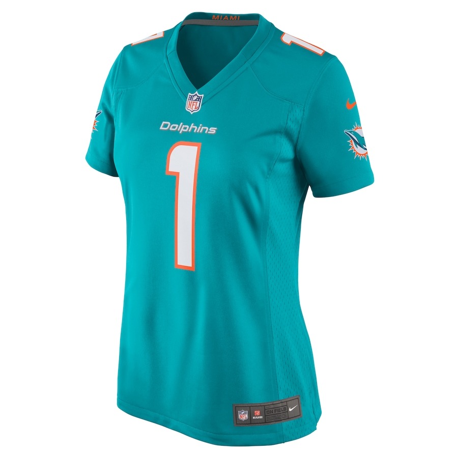 Women's Miami Dolphins Number 1 Mom Nike Aqua Game Jersey