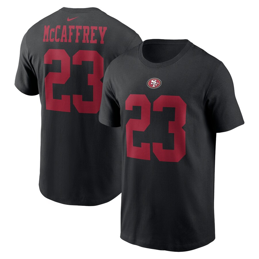 Men's San Francisco 49ers Christian McCaffrey Nike Black Player Name & Number T-Shirt