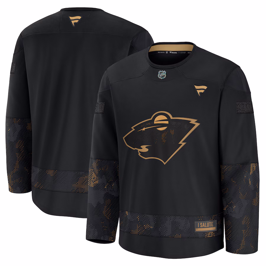 Men's Minnesota Wild Fanatics Black 2024 Military Appreciation Practice Jersey