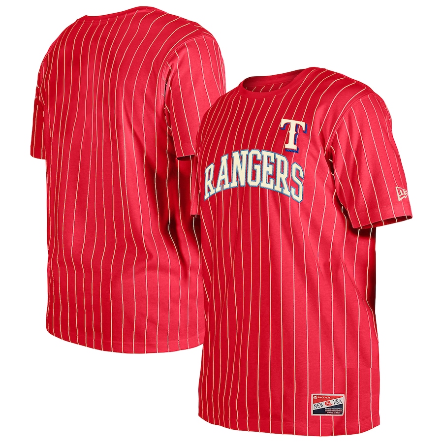 Men's Texas Rangers New Era Red Throwback Pinstripe T-Shirt
