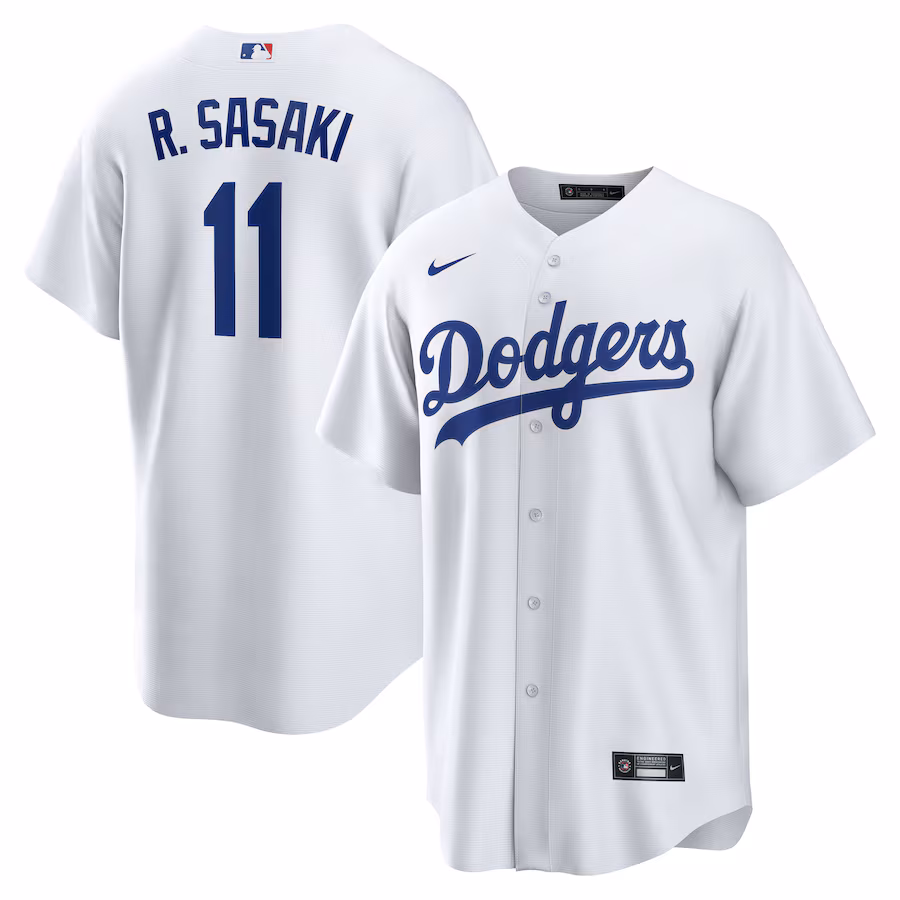 Men's Los Angeles Dodgers Rōki Sasaki Nike White Home Replica Jersey