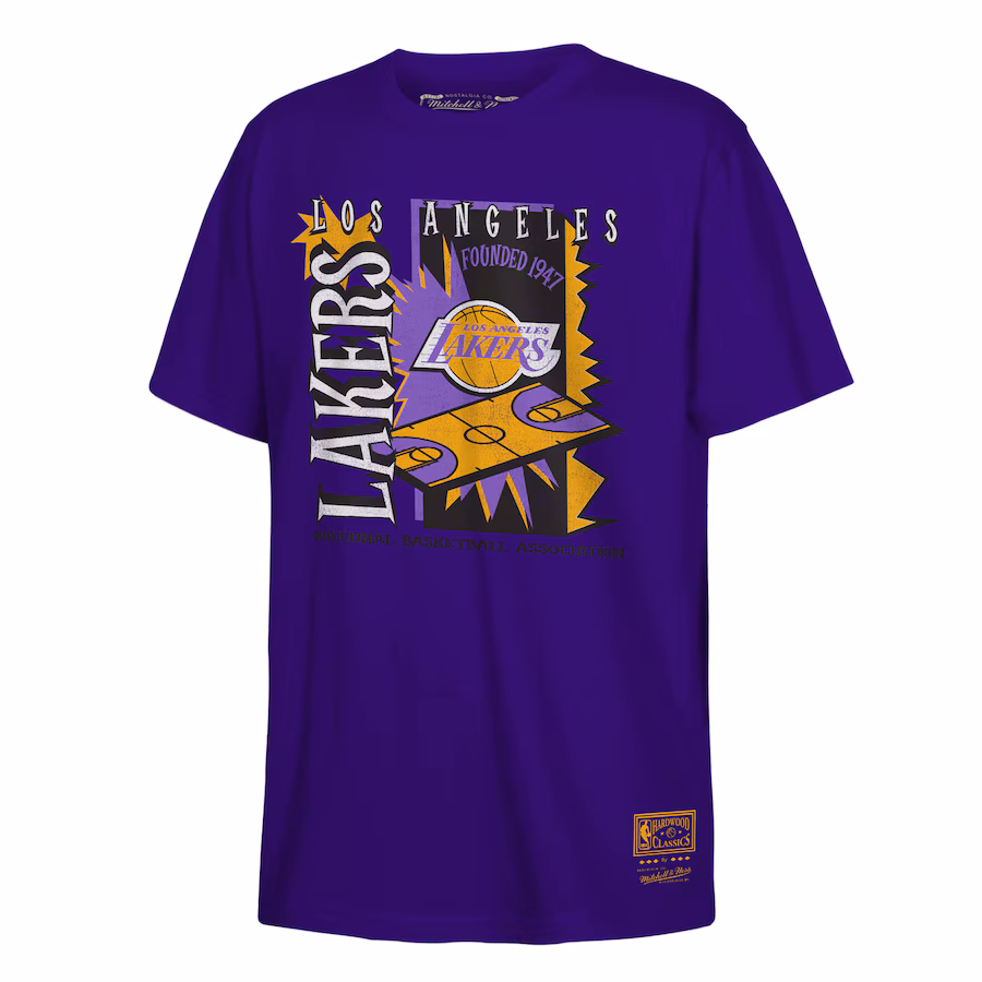 Youth Los Angeles Lakers Mitchell & Ness Purple Retro '90s Poster T-Shirt